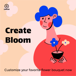 Facebook Post Mockup of Flower Seller Illustration