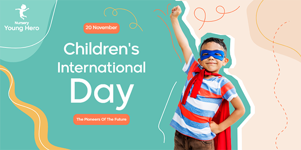 تصميم بوست تويتر جذاب تهنئة يوم الطفل العالمي