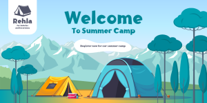 تصميم منشور تويتر اعلاني مخيم صيفي للأطفال
