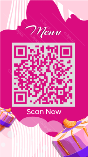 Editable QR Code Menu Sweets with Pink Color. Get it Now