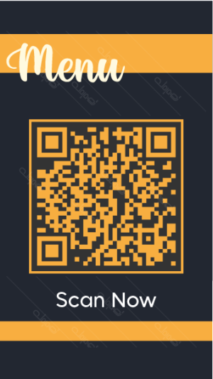 Easily Customizable Dark Blue Restaurant menu QR code. Get it