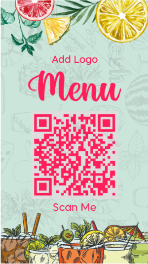 Awesome Modern Baby Blue Qr Juice Menu. Customize it Now
