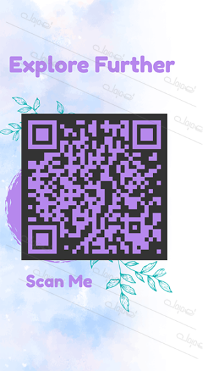 Editable Design of Artistic Purple QR Code. Stand out Now!