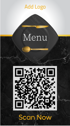Editable Black Unique QR Code Menu for Restaurants. Get it!