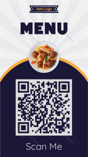 Editable Template of Classic Dark Blue Qr Code Menu. Get it!