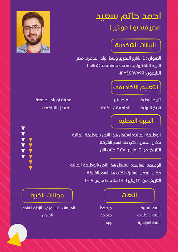 Ready Made Attractive Purple CV Template. Edit It Now!