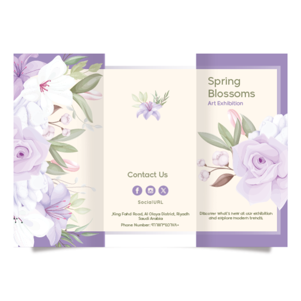 Editable Purple Art Brochure Template. Start Designing Now!