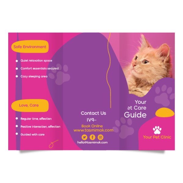 Custom Pink Inspirational Pet Care Brochure Template. Get It