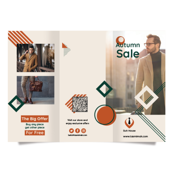 Customizable Beige Modern Clothing Brochure Design. Edit it!