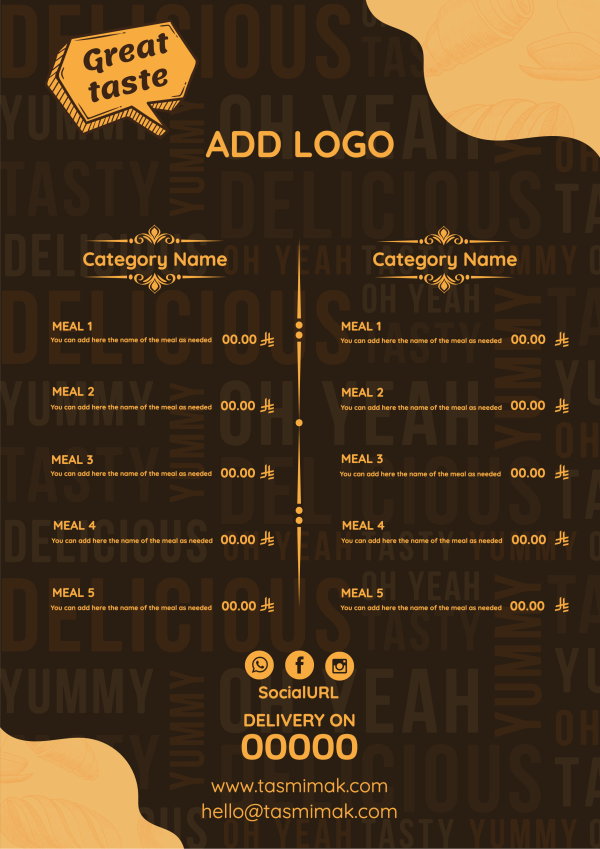 Unique Brown Menu Design Easy to Customize Start Here