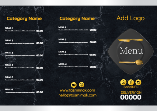 Modern menu design online ad maker | Template menu restaurant  | Restaurant and Cafe Pamphlet menus 2 Previews