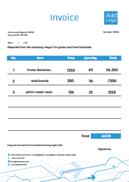Invoice design template online with blue geometric shapes   | Invoice Free and Premium printable, editable Templates 1 Previews