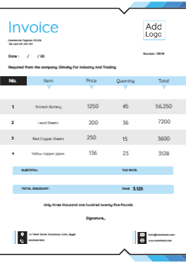 Sale Invoice design template with blue color   | Invoice Free and Premium printable, editable Templates 1 Previews