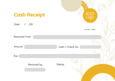 Money receipt design editable with yellow flowers   | Cash Receipt Voucher Templates | Payment Receipt Voucher Design 1 Previews
