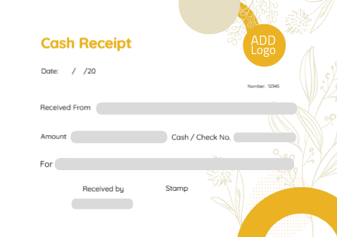 تصميم ايصال استلام نقدية  مع الورود و اللون الاصفر   | تصميم ايصال استلام نقدية 1 Previews