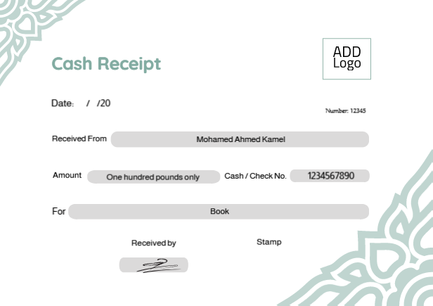 Design green Cash receipt online template editable   | Cash Receipt Voucher Templates | Payment Receipt Voucher Design 1 Previews