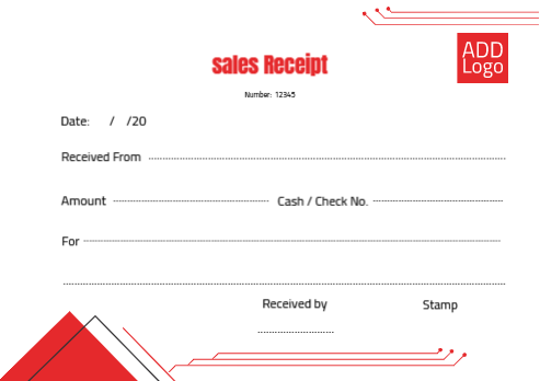 Design sales receipt online | sample with red triangle   | Cash Receipt Voucher Templates | Payment Receipt Voucher Design 1 Previews