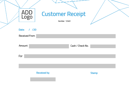 Customer receipt  template | sample with geometric shapes   | Cash Receipt Voucher Templates | Payment Receipt Voucher Design 1 Previews