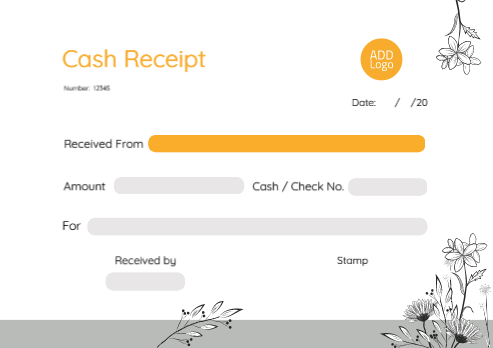 Design cash receipt template online with flowers   | Cash Receipt Voucher Templates | Payment Receipt Voucher Design 0 Previews