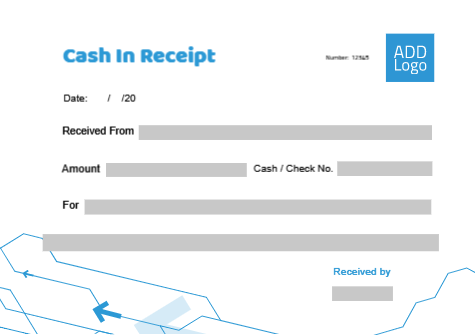 Design cash in receipt with geometric shape with blue color  | Cash Receipt Voucher Templates | Payment Receipt Voucher Design 1 Previews