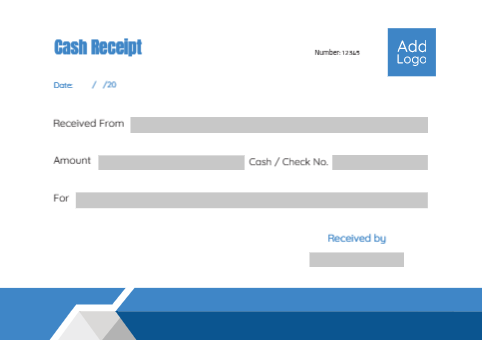 Cash receipt accounting template design with blue color  | Cash Receipt Voucher Templates | Payment Receipt Voucher Design 1 Previews