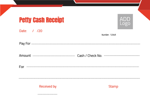 Petty cash receipt voucher online template with red color   | Petty Cash Receipt Designs, Themes and Customizable Templates 1 Previews