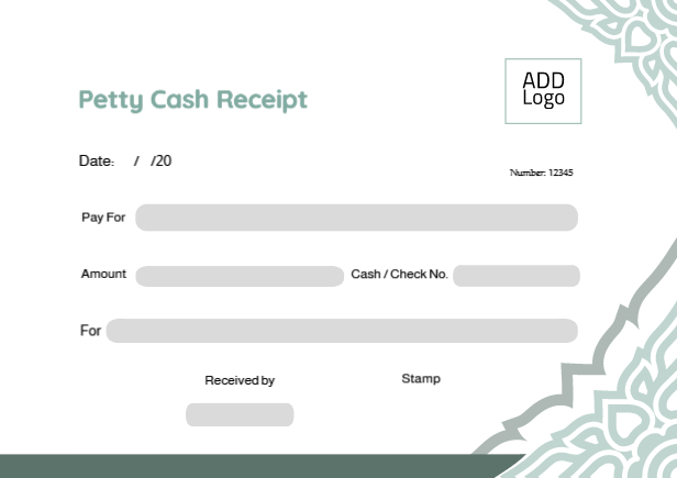 Design green petty cash receipt  template online   | Petty Cash Receipt Designs, Themes and Customizable Templates 1 Previews