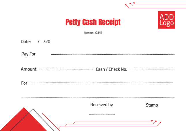 Design petty cash receopt template with red triangle  | Petty Cash Receipt Designs, Themes and Customizable Templates 1 Previews