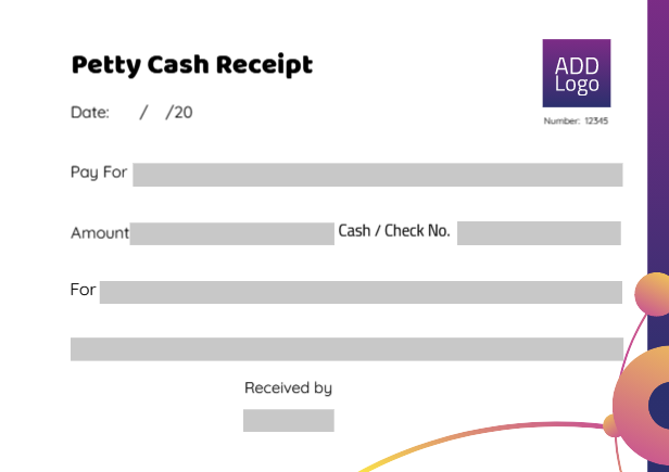 Blank Petty cash receipt voucher online with purple color   | Petty Cash Receipt Designs, Themes and Customizable Templates 1 Previews