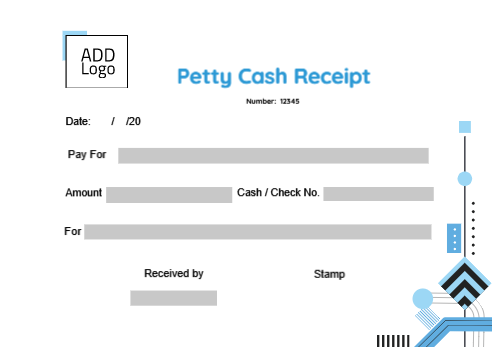 Petty cash receipt with diffrents geomatric shapes blue and black  | Petty Cash Receipt Designs, Themes and Customizable Templates 1 Previews