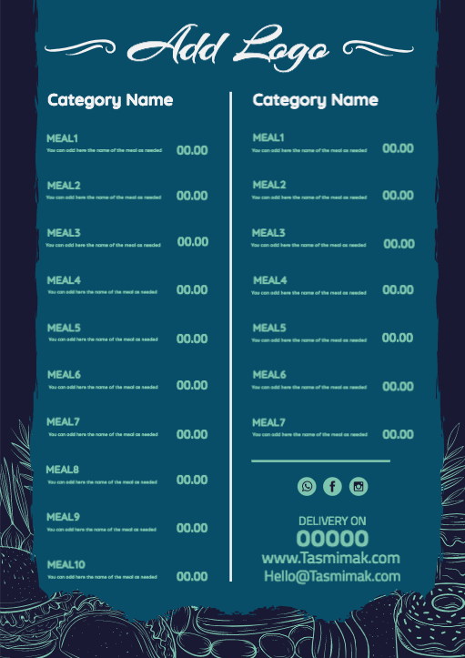 تصميم منيو مطعم  | سوشيال ميديا تصميم جاهز لمطعم  |  قوالب تصميم منيو مطعم جاهز | قالب تصميم منيو فارغ 3 Previews