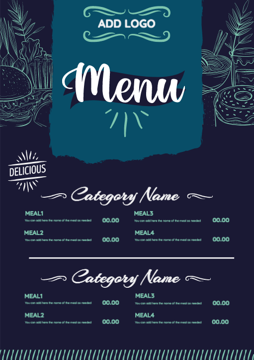 menu social media design ad maker restaurant   | Best Restaurants and cafe A4 Menu Design Templates 2 Previews