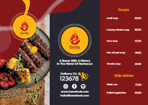 Menu grill design maker  | Restaurant and Cafe Pamphlet menus 2 Previews