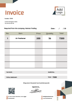 Blank Invoice Design Template Online With QR Code  | Invoice Template 1 Previews